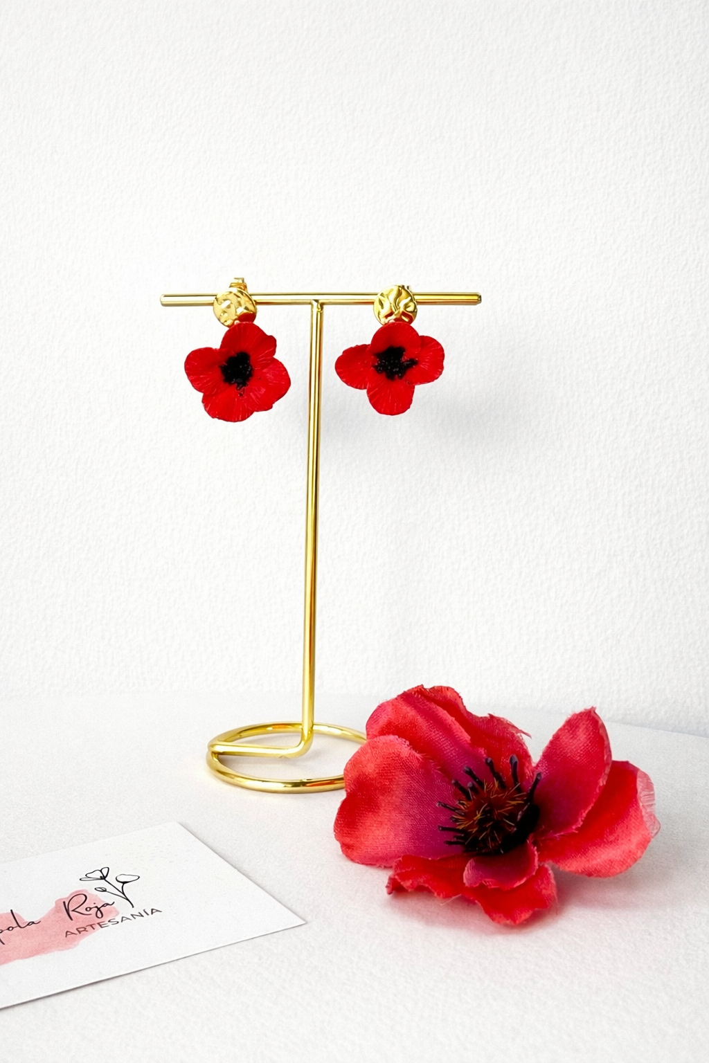Pendientes Amapola Dorada
