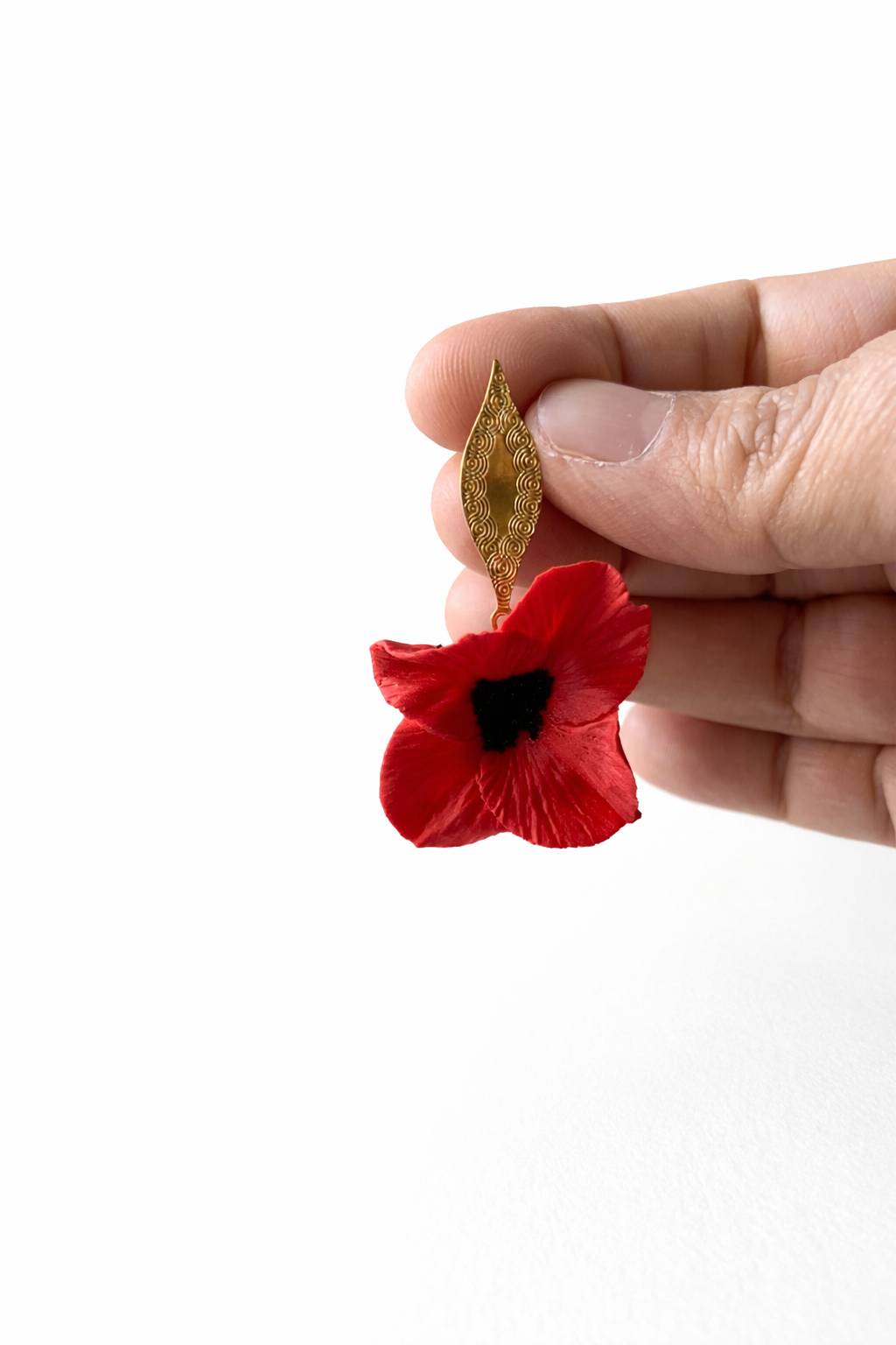 Pendientes Amapola Hoja Dorada
