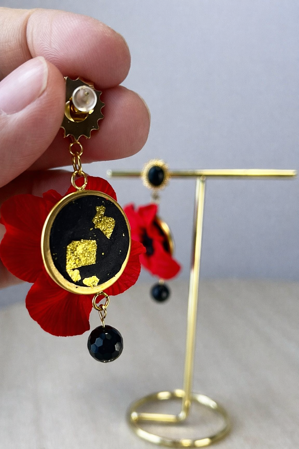 Pendientes Amapolas Ónix