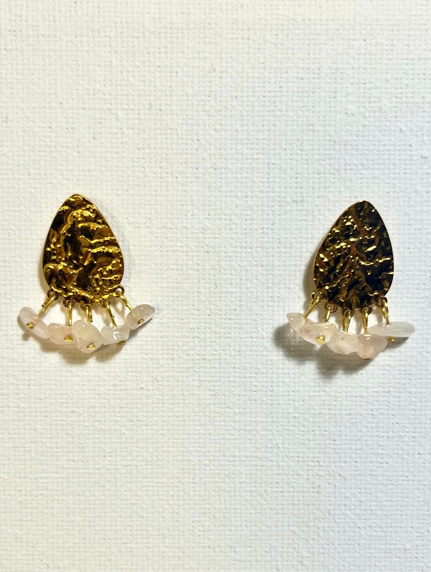 Pendientes Lluvia de Cuarzo Rosa