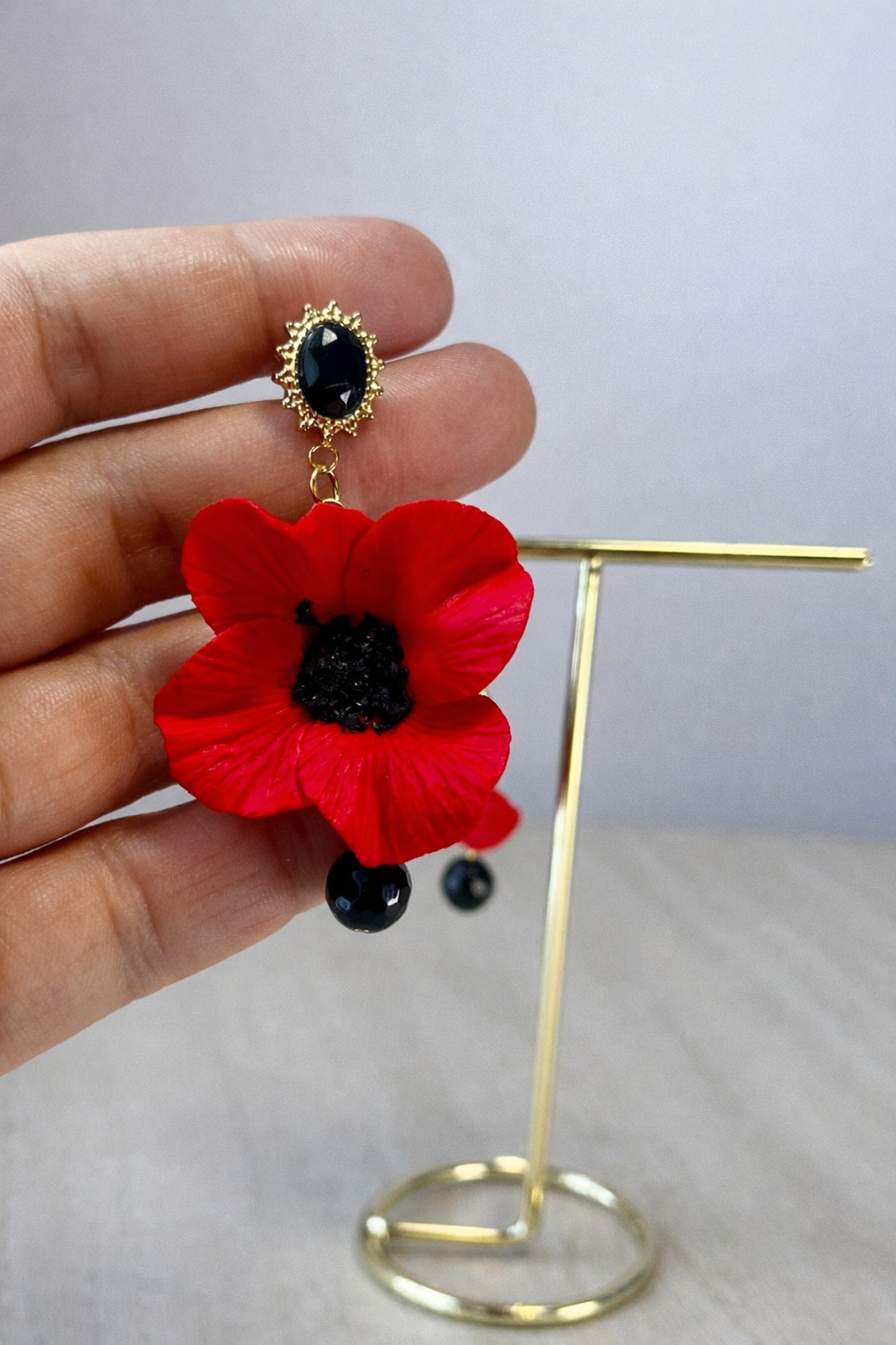 Pendientes Amapolas Ónix