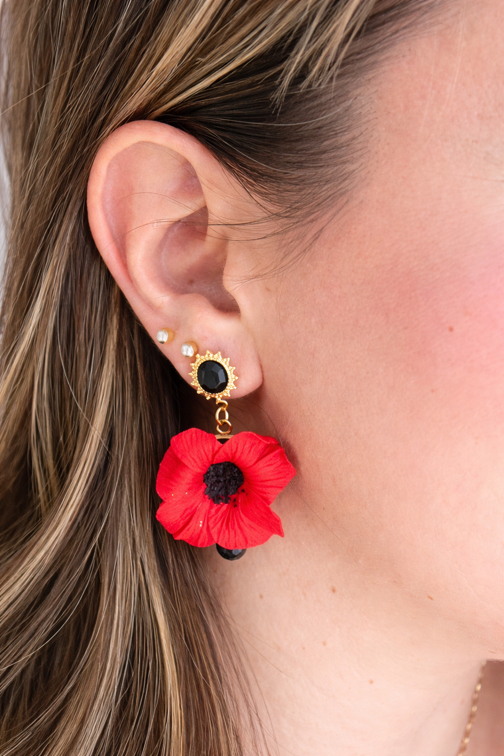 Pendientes Amapolas Ónix