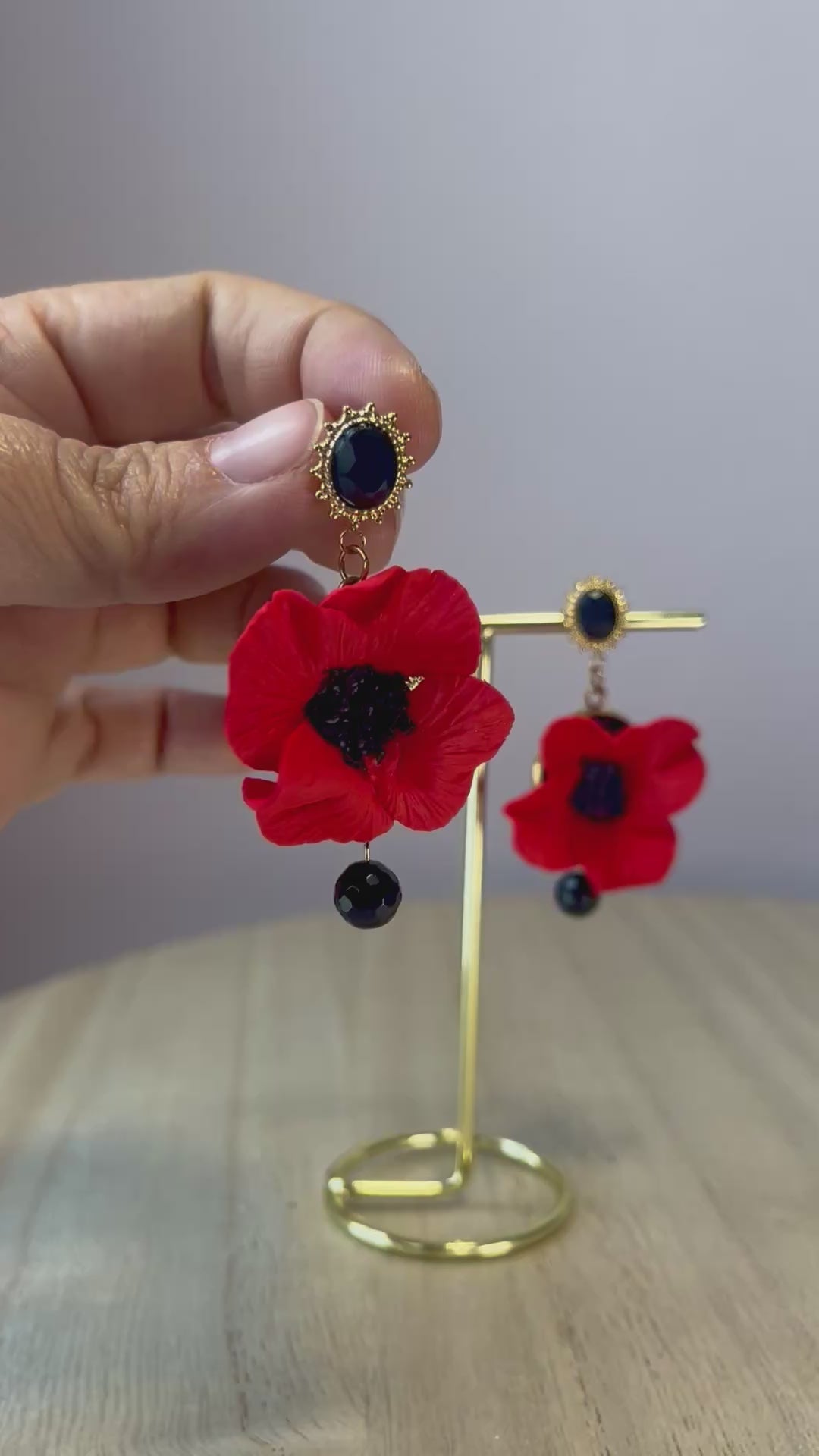 Pendientes Amapolas Ónix